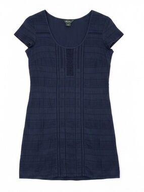 Eddie Bauer Navy Blue Lightweight Crinkle Cotton Pullover Shift Dress Size 6